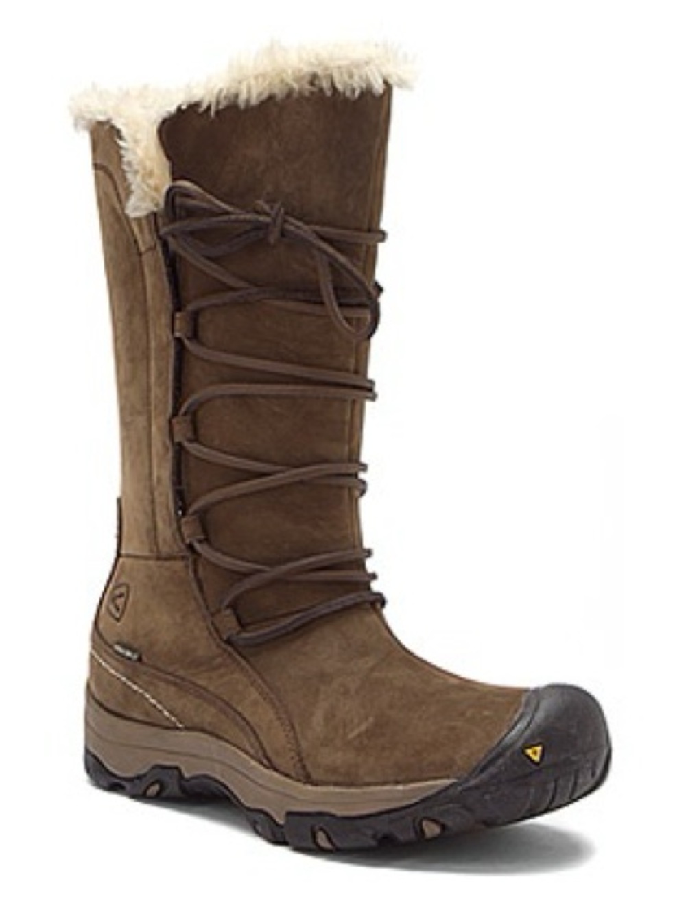 KEEN Brighton High Waterproof Winter Boots Brown Leather Faux Fur Insulated 8